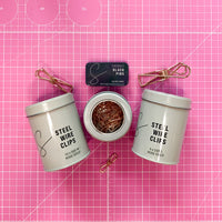 Dárkový set "Klipy na látku Rosegold + špendlíky"