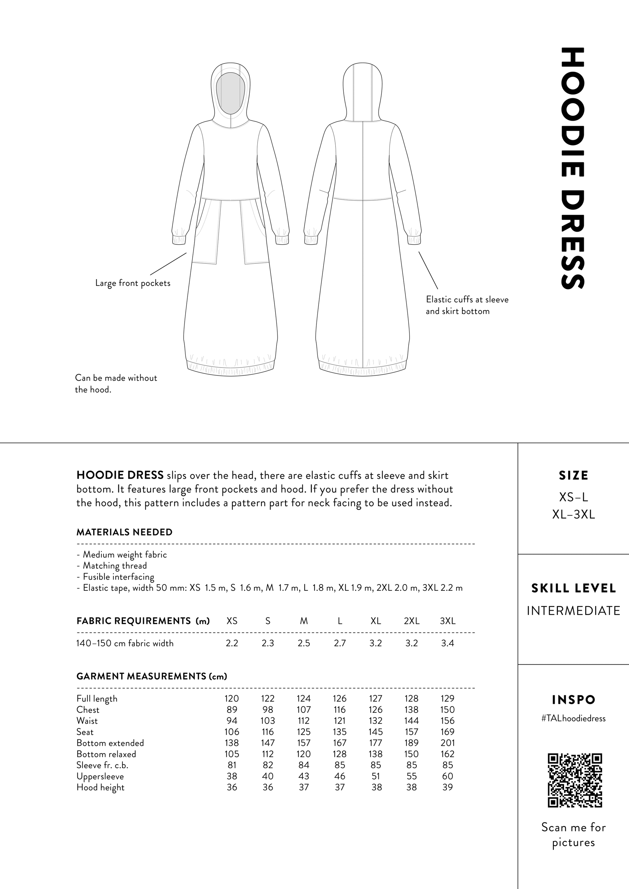 Papírový střih Hoodie Dress