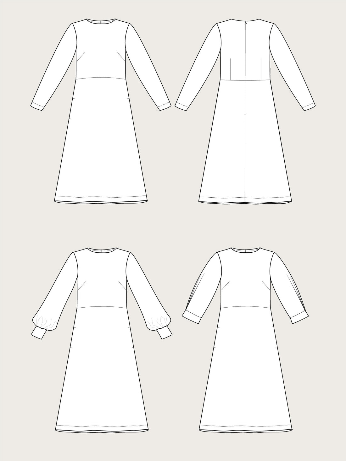 Papírový střih Multi Sleeve Midi Dress