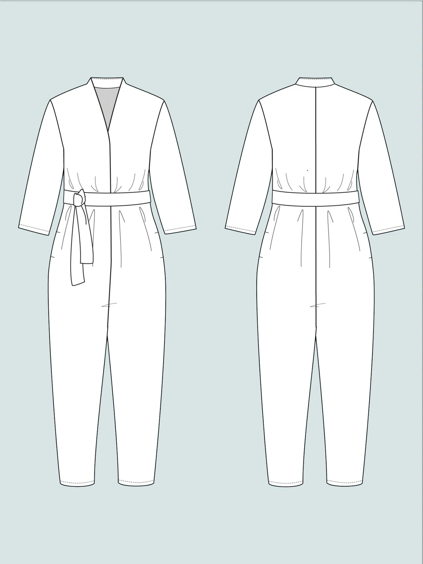 Papírový střih V-Neck Jumpsuit