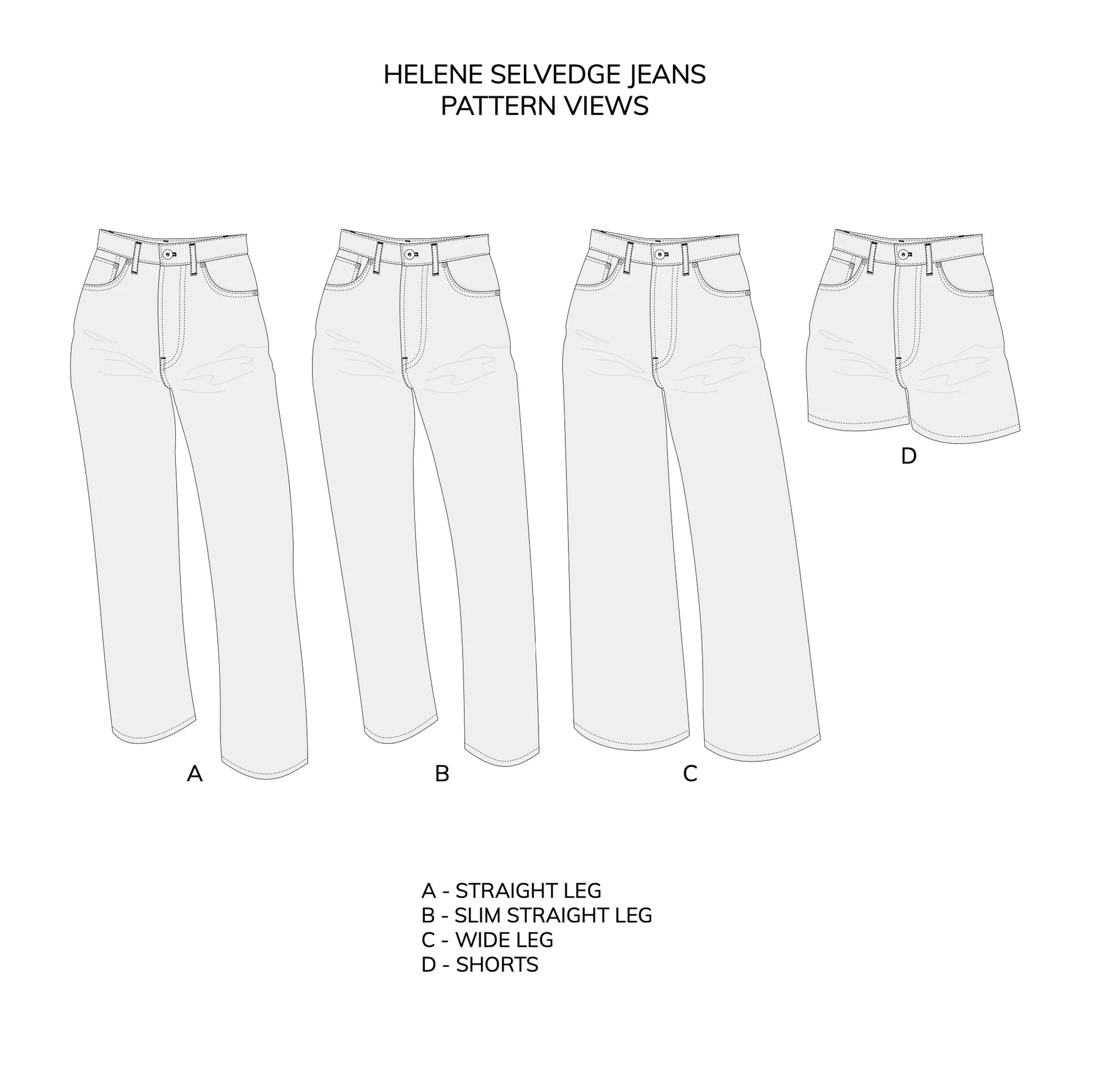 PDF střih Helene Selvedge Jeans | Džíny &amp; šortky