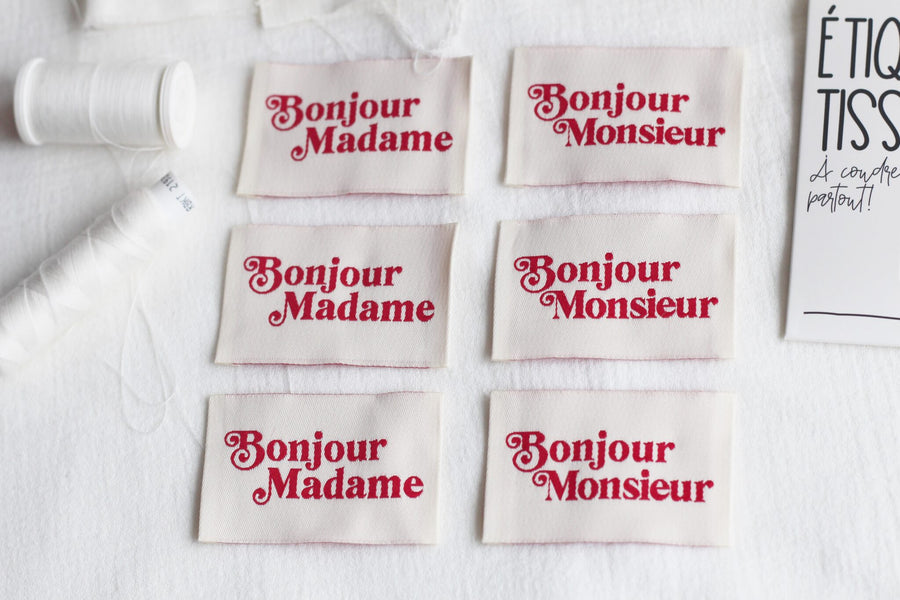 Štítky "Bonjour Madame | Bonjour Monsieur" (červená)