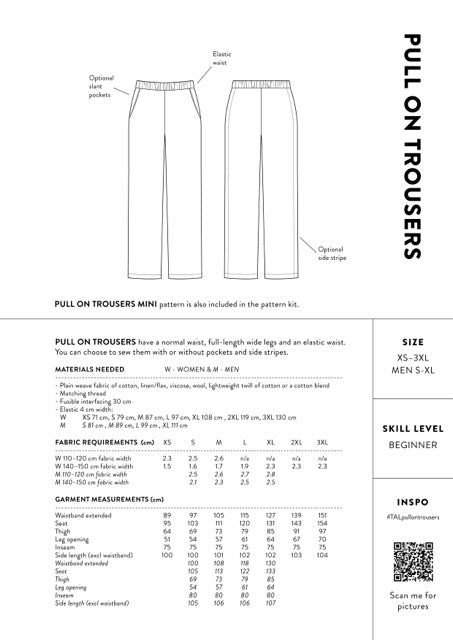 Papírový střih Pull On Trousers || Kalhoty