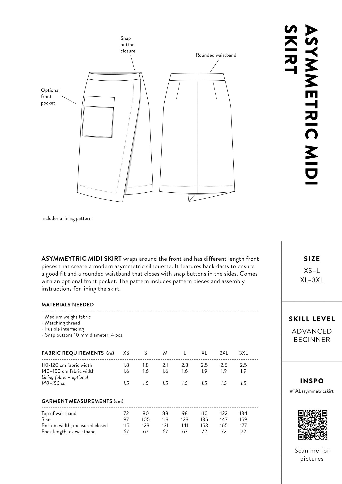 Papírový střih Asymmetric Midi Skirt