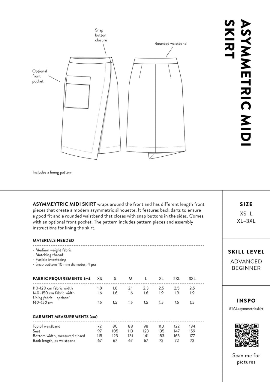 Papírový střih Asymmetric Midi Skirt