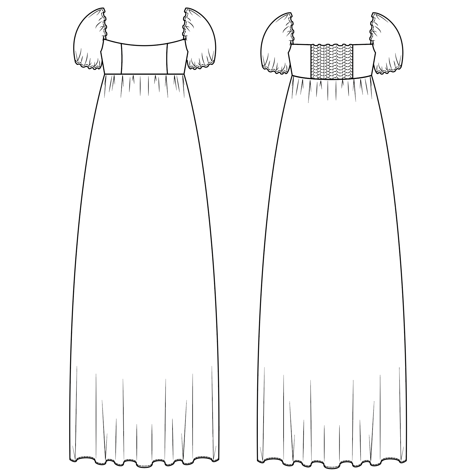 PDF střih Daphne Maxi Dress || Šaty