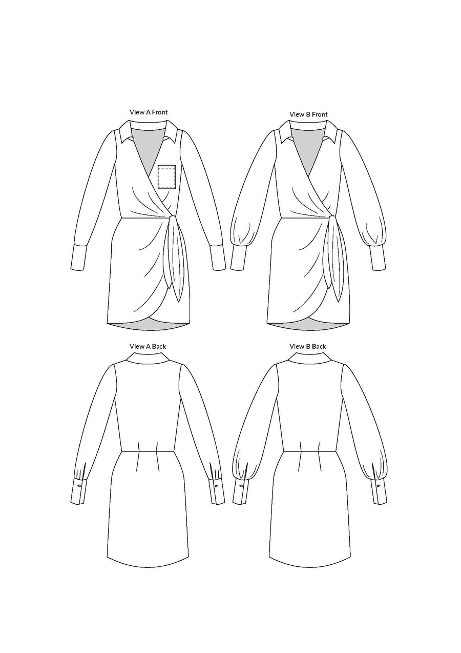 PDF střih Atlas Wrap Dress || Šaty