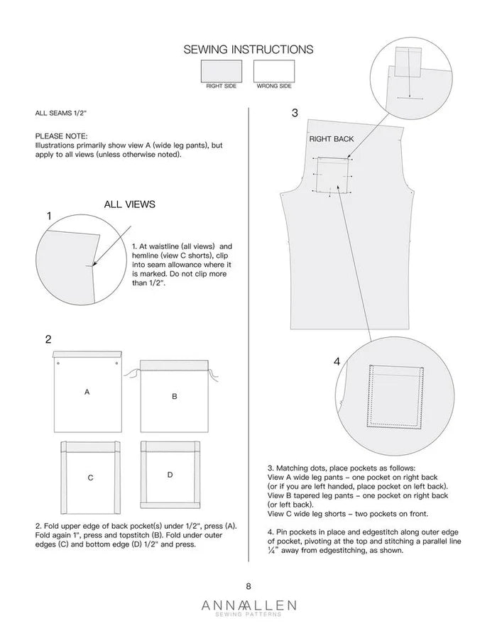 PDF střih Pomona | Kalhoty &amp; šortky