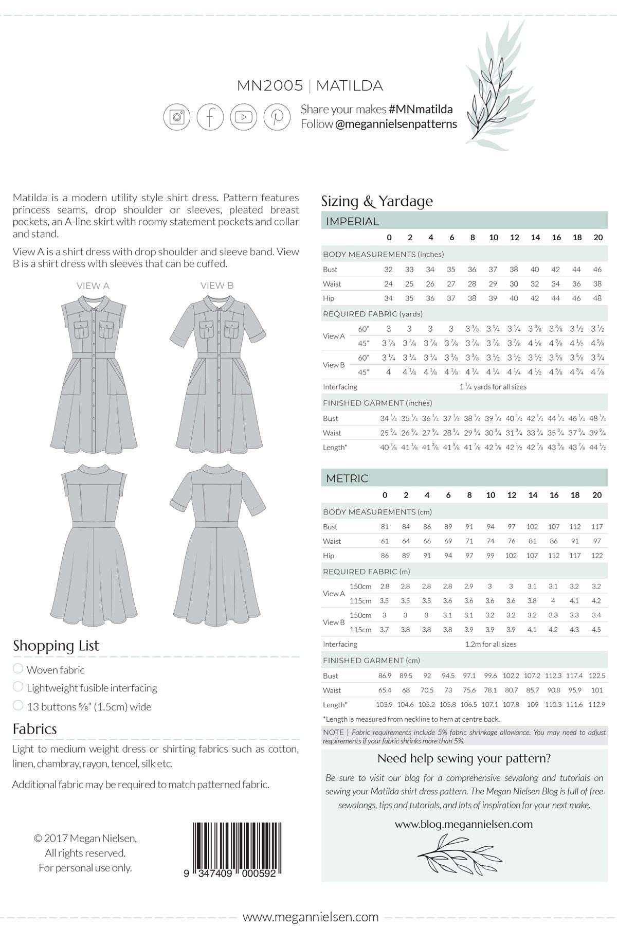 Papírový střih Matilda Dress