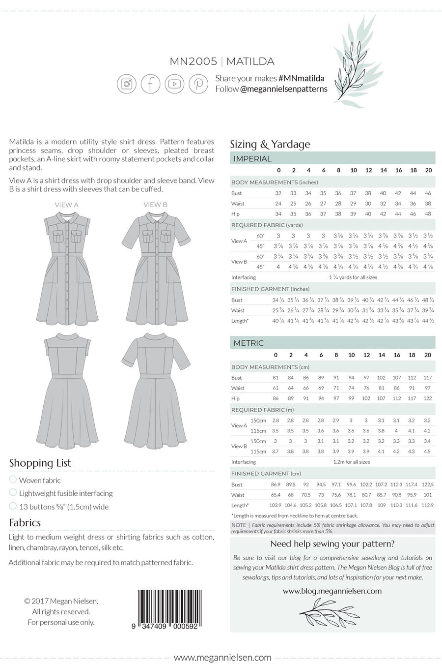 Papírový střih Matilda Dress