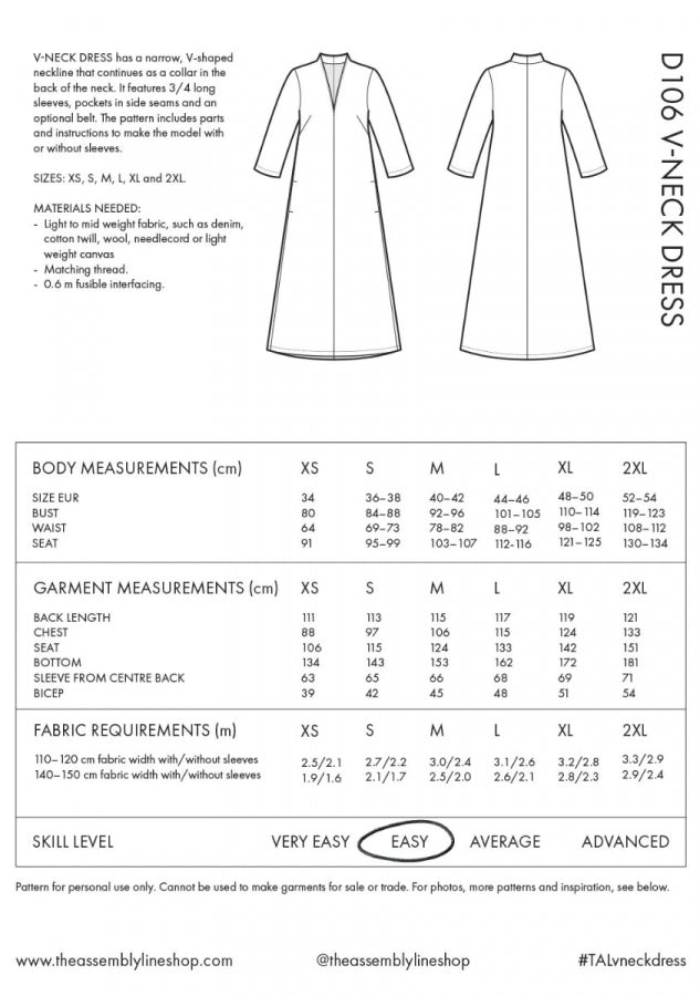 Papírový střih V-neck dress XS-2XL