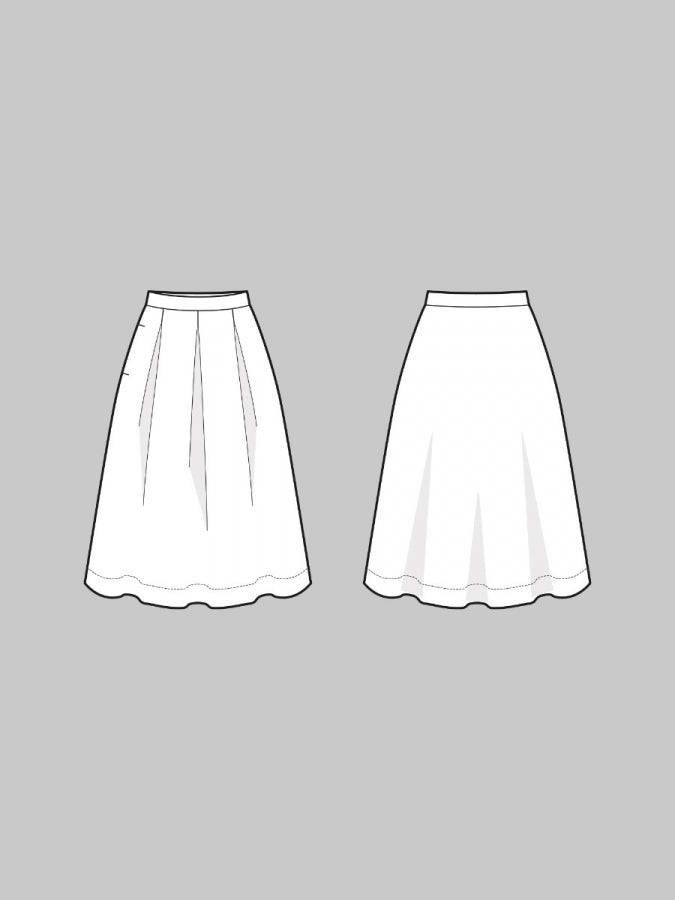 Papírový střih Three pleat skirt